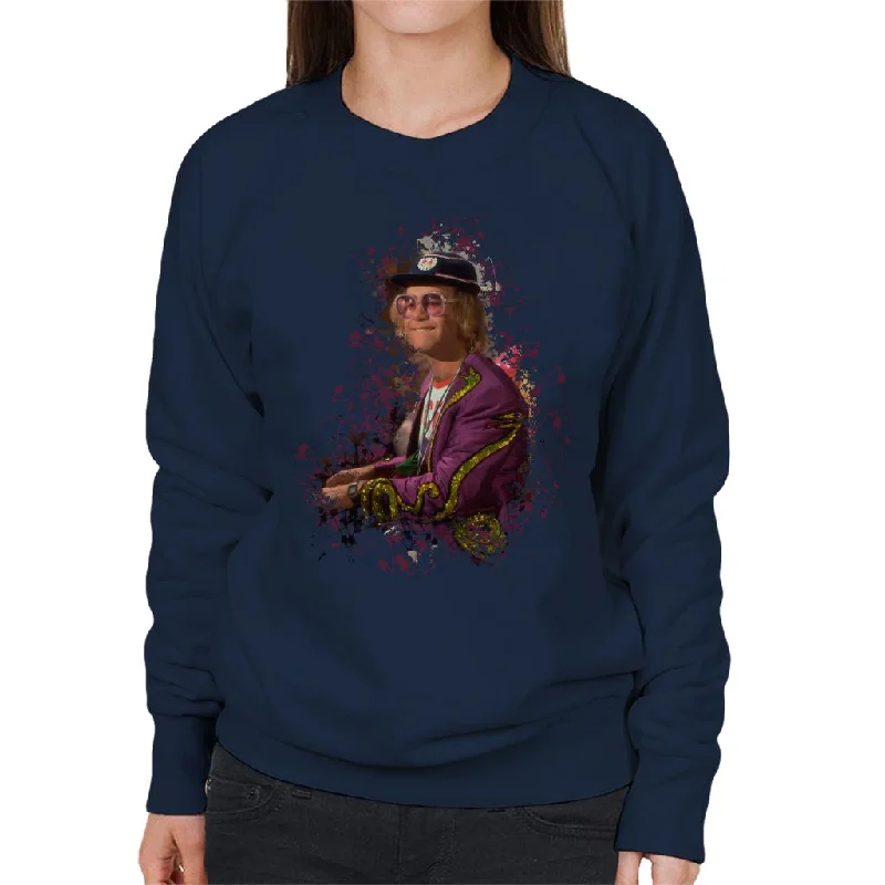 TV Times Elton John At The Piano Women's Sweatshirt Hoodie with Emblem Brand Identity TV Times Elton John At The Piano Women's Sweatshirt Hoodie with Emblem Brand Identity
