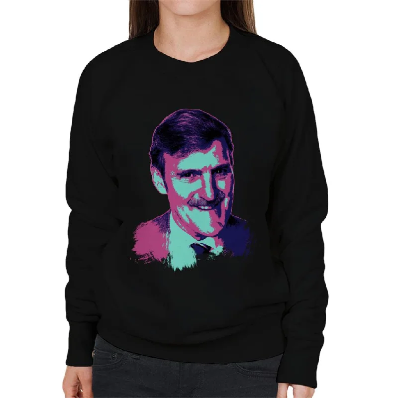 TV Times Jimmy Hill Sports Presenter Pop Art Stylised Women's Sweatshirt Hoodie with Relaxed Fit Easy Casual TV Times Jimmy Hill Sports Presenter Pop Art Stylised Women's Sweatshirt Hoodie with Relaxed Fit Easy Casual