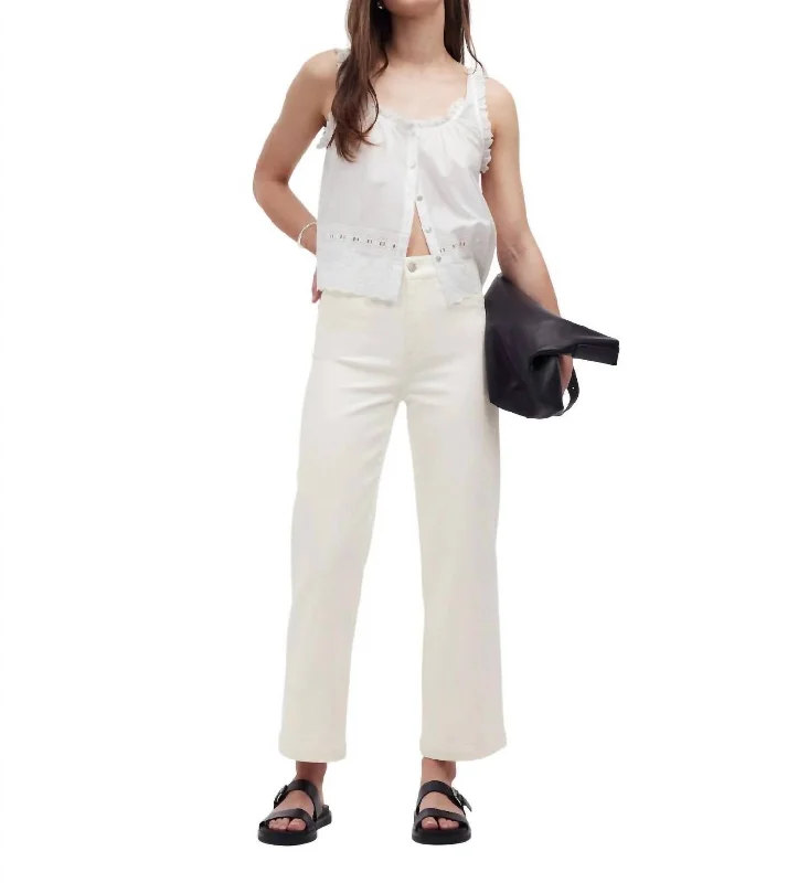 The Emmett Wide-Leg Crop Jean: Welt Pocket Edition In Tile White Fashionable Straight Cut Jeans The Emmett Wide-Leg Crop Jean: Welt Pocket Edition In Tile White Fashionable Straight Cut Jeans