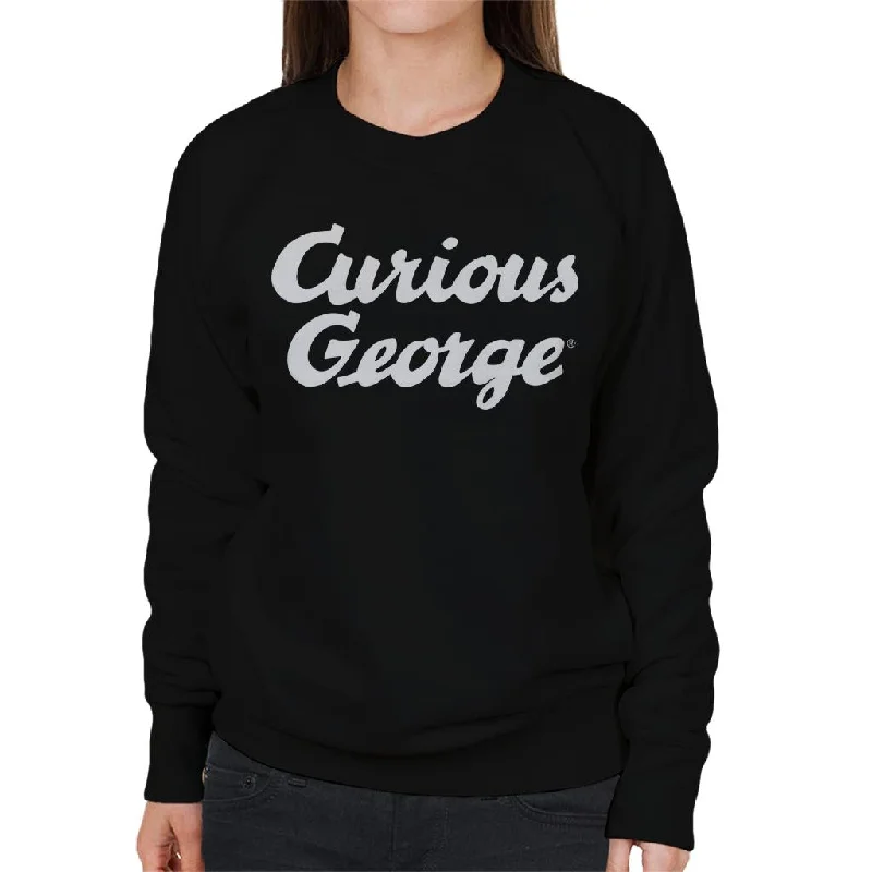 Curious George Big Logo Women's Sweatshirt Hoodie with Rolled Sleeves Casual Relaxed Curious George Big Logo Women's Sweatshirt Hoodie with Rolled Sleeves Casual Relaxed