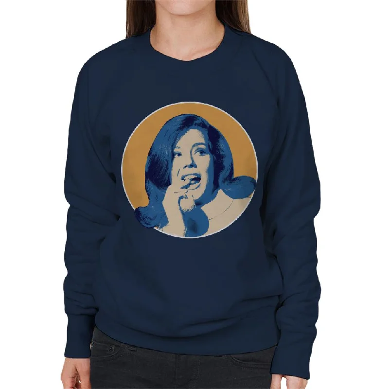 TV Times Diana Rigg Women's Sweatshirt Hoodie with Raw Hem Edgy Unfinished