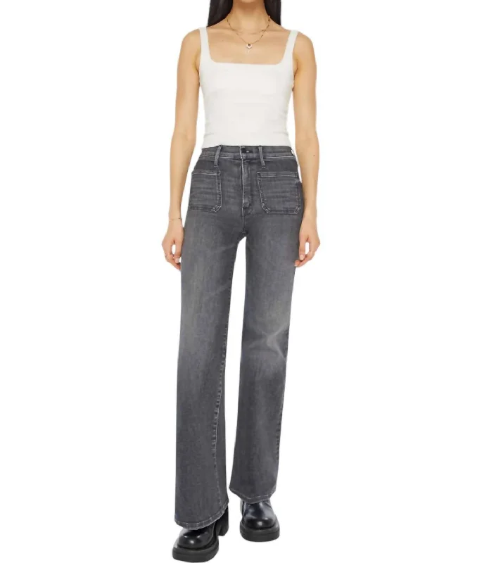 Patch Pocket Twister Sneak Jeans In Up In Smoke Fashionable Distressed Jeans