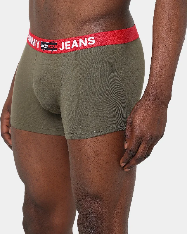 Tommy Jeans Logo Waistband Trunks Army Green Trendy Low-Rise Bootcut Jeans