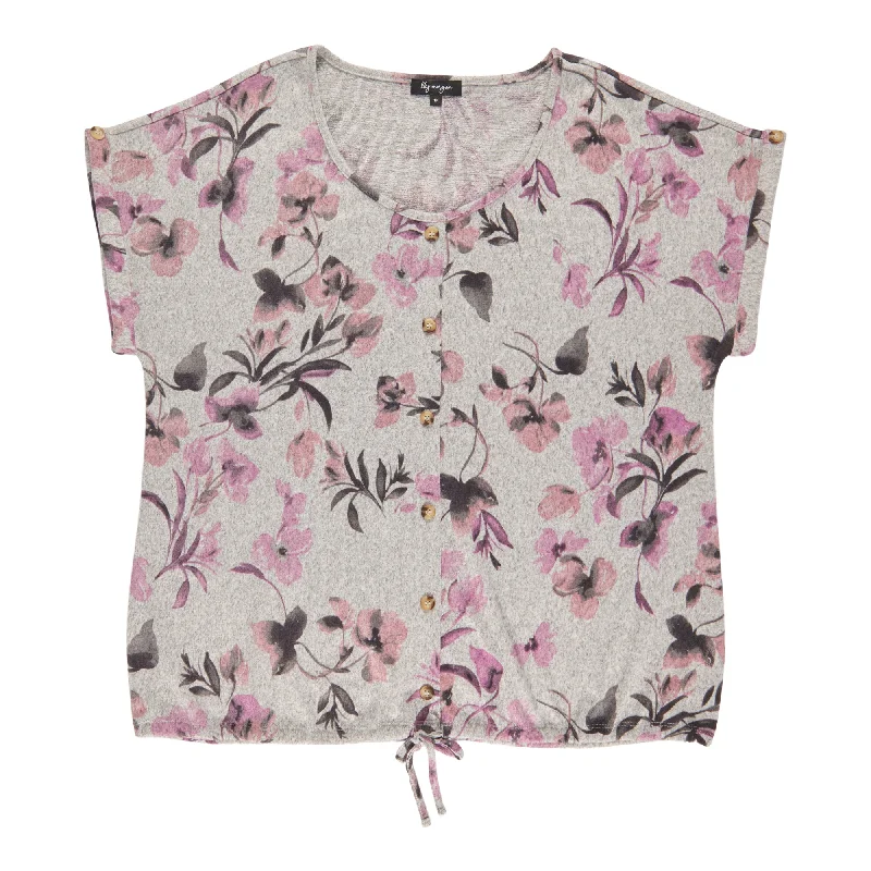 lily morgan Women's Plus Scooped Neck Tie-Front Blouse Modern Oversized Blouse
