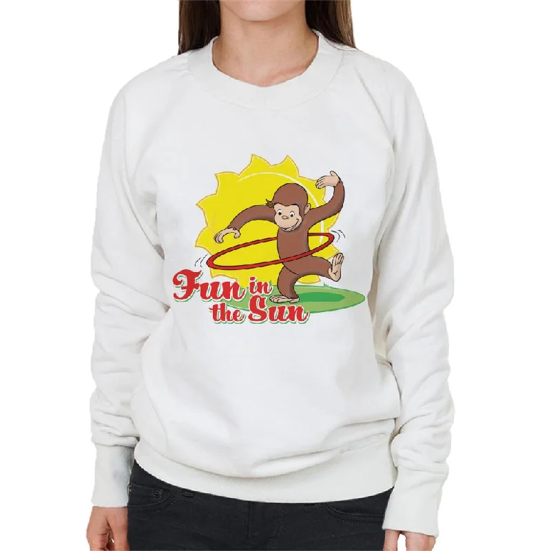Curious George Fun In The Sun Women's Sweatshirt Hoodie with Snap Buttons Easy Quick Curious George Fun In The Sun Women's Sweatshirt Hoodie with Snap Buttons Easy Quick