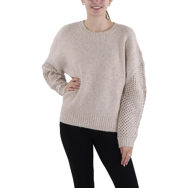 Womens Wool Blend Mix Stitch Pullover Sweater Seamless Knitted Crochet