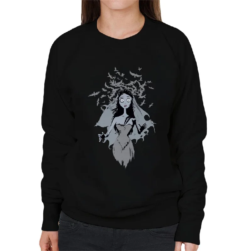 Corpse Bride Emily Surrounded By Bird Silhouettes Women's Sweatshirt Hoodie Sweatshirt Pullover Corpse Bride Emily Surrounded By Bird Silhouettes Women's Sweatshirt Hoodie Sweatshirt Pullover