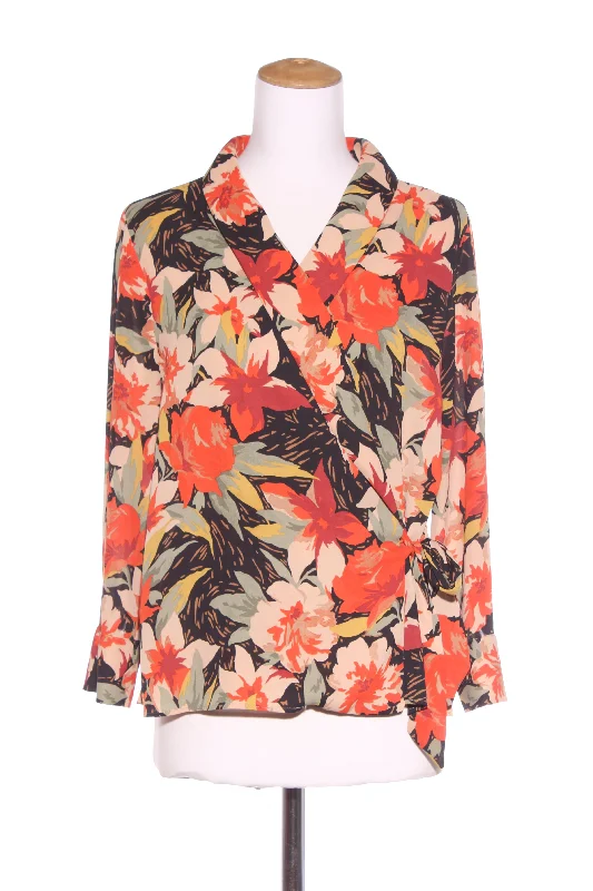 ZARA - Floral print wrap blouse! 12-14 Embroidered Floral Blouse