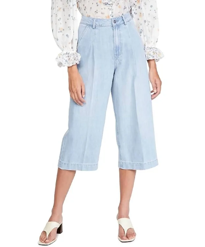 Clarice High Waist Culotte Crop Jeans In Blue Chic Vintage-Inspired Denim Jeans