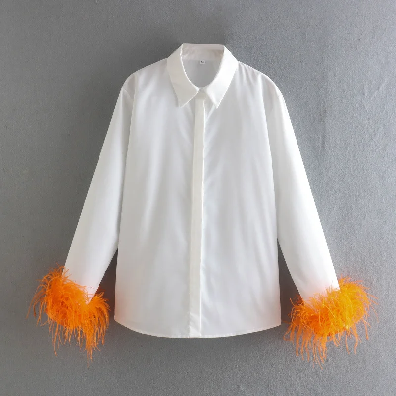 Cuffs Womens Blouses Stretchy Fitted Blouse
