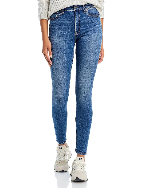 Nina Womens High Rise Denim Skinny Jeans Fashionable Vintage Wash Jeans