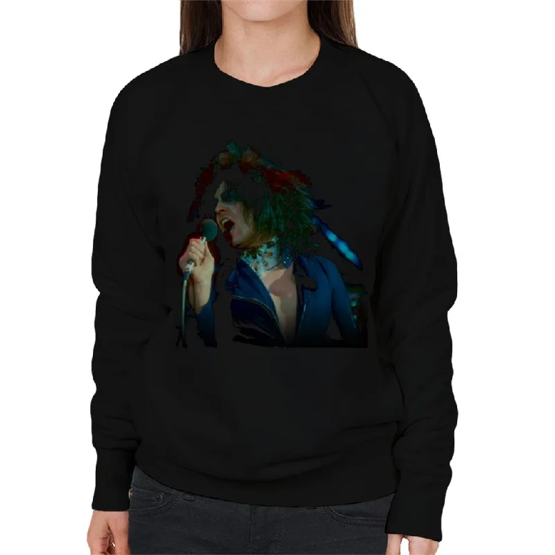TV Times Marc Bolan Singing On Supersonic T Rex Women's Sweatshirt Hoodie with Zipper Placket Modern Functional