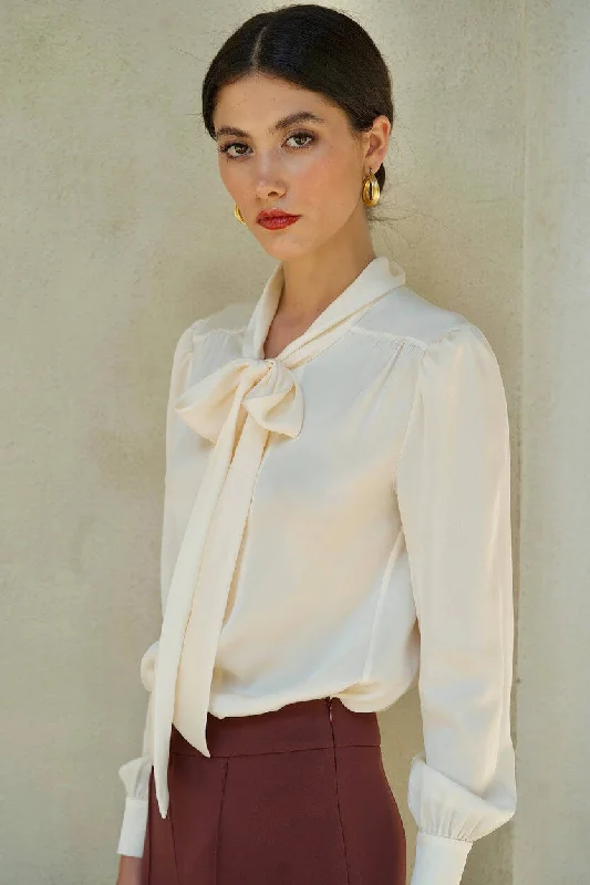 Lena Silk Blouse Romantic Lace Blouse