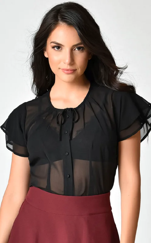 UV Chiffon Blouse Blck Soft Pastel Blouse