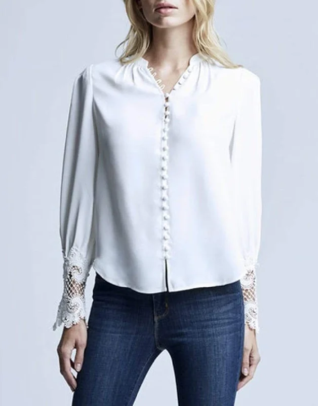 Ava Lace Cuff Blouse Loose Fit Blouse