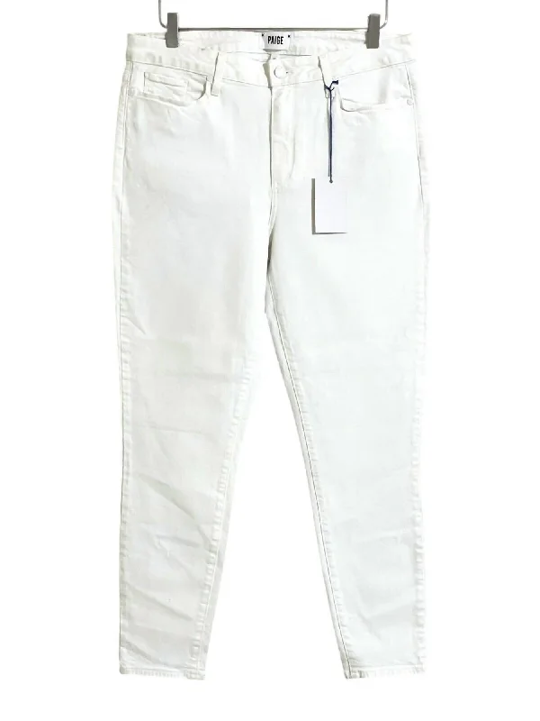 Women's Hoxton Ankle Skinny Stretch Jeans In White Fashionable Raw Edge Jeans