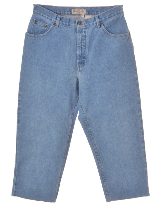 Label Tapered Men's Cropped Jeans Classic Black Denim Jeans