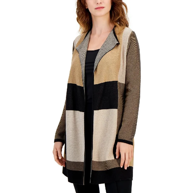 Womens Cotton Blend Open Front Cardigan Sweater Spandex Blend Rayon Blend Denim Blend