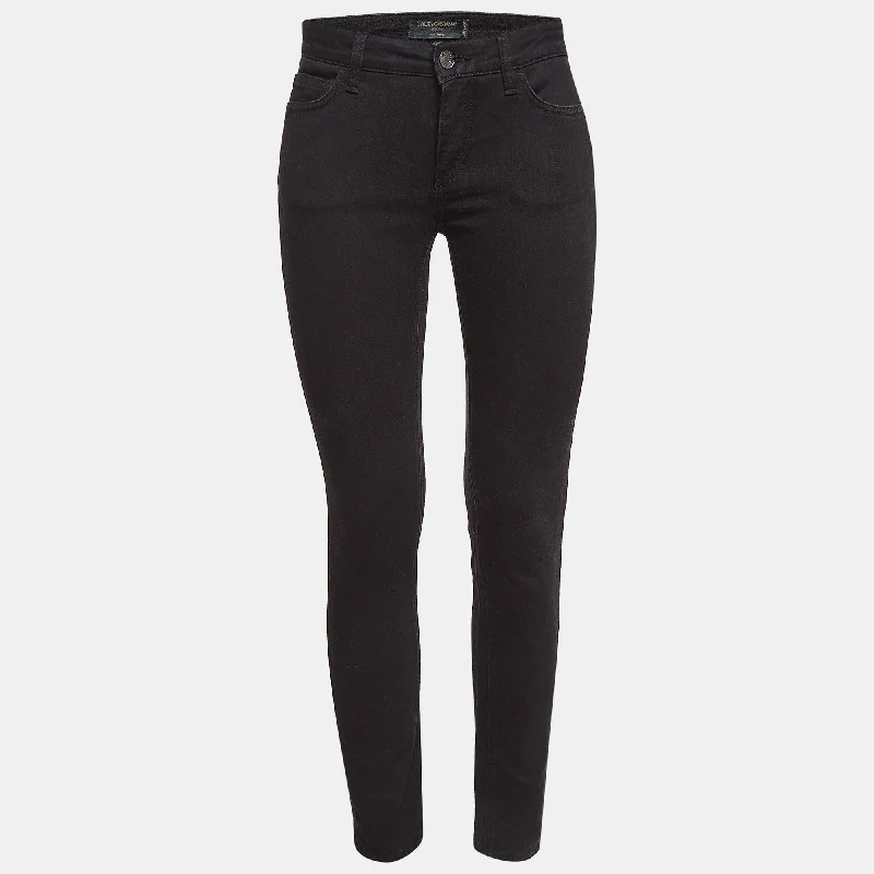 Dolce & Gabbana Black Embroidered Denim Pretty Jean Comfortable Boyfriend Jeans