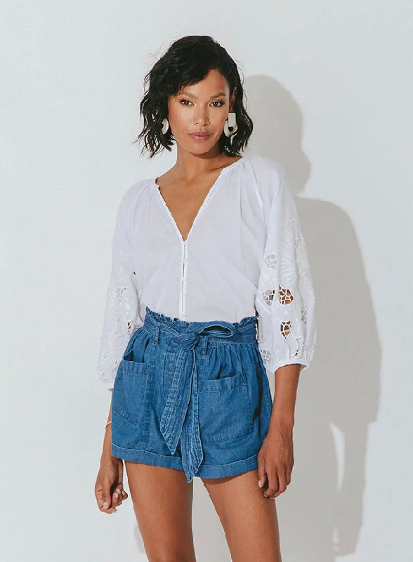 Cleobella Lea Blouse - Bright White Sweetheart Neck Blouse
