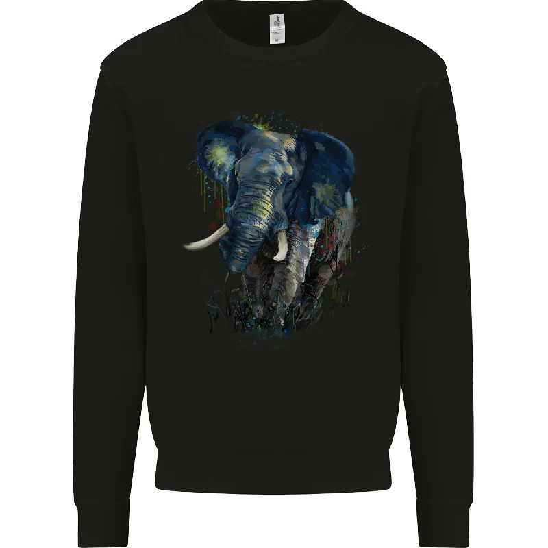A Big Elephant Watercolour Mens Sweatshirt Jumper Hoodie with Logo Branding Identity