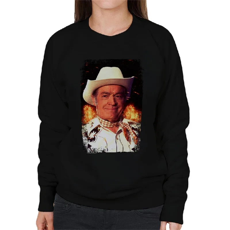 TV Times Bob Hope Cowboy 1978 Women's Sweatshirt Hoodie with Stripes Bold Sporty