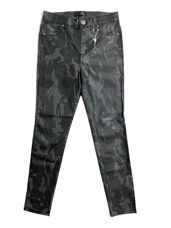 Women's Camo Coated Skinny Ankle Jeans In Gray Comfortable Dark Wash Jeans