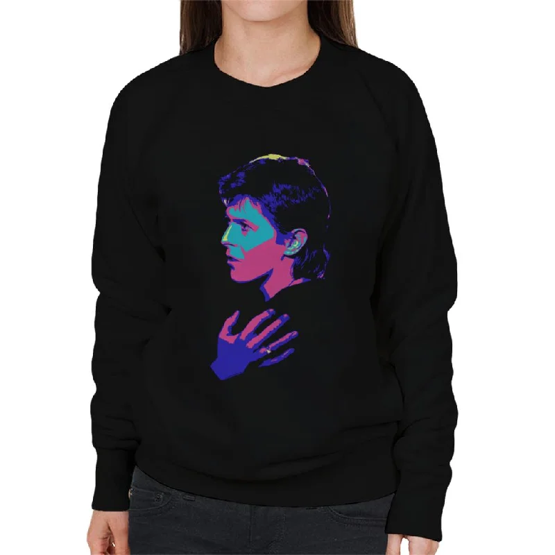 TV Times Singer David Bowie 1977 Pop Art Stylised Women's Sweatshirt Hoodie with Frayed Bohemian Relaxed TV Times Singer David Bowie 1977 Pop Art Stylised Women's Sweatshirt Hoodie with Frayed Bohemian Relaxed