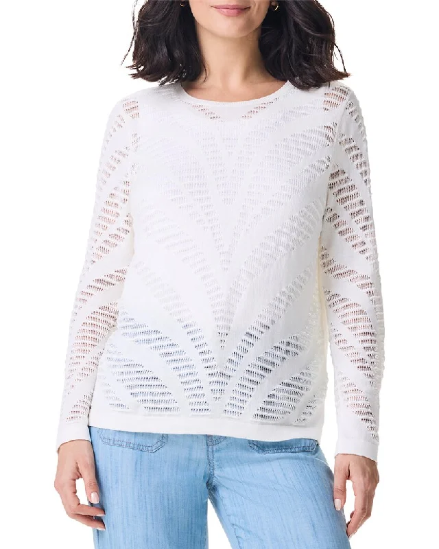 Nic+Zoe Placed Pointelle Sweater Faux Fur Fabric Real Fur Fabric Shearling Fabric