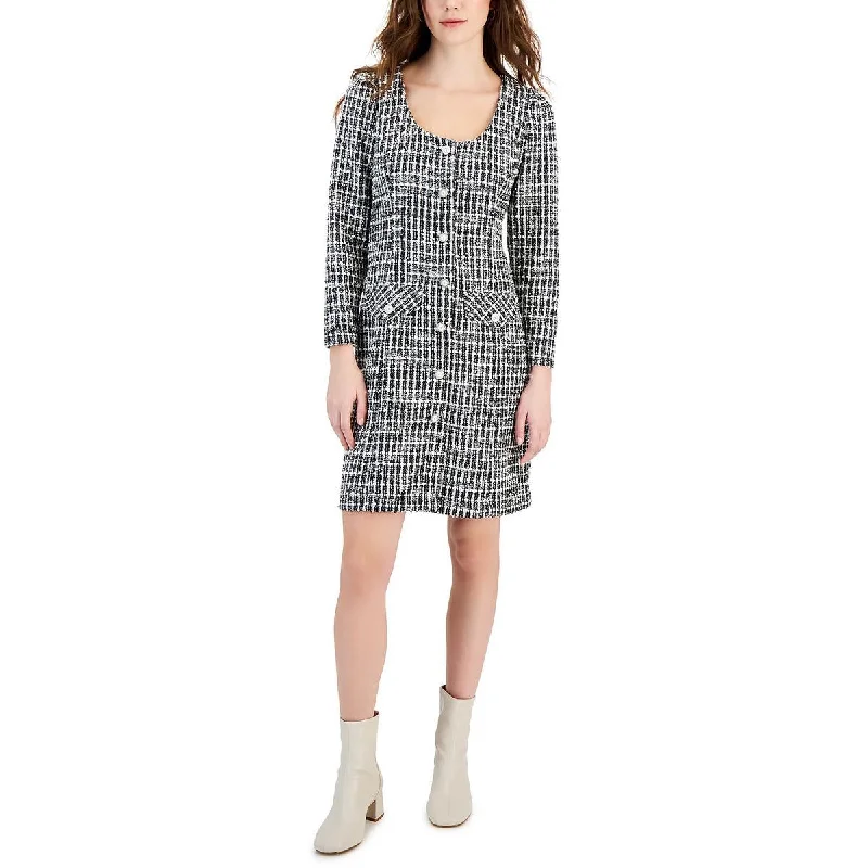 Womens Woven Above Knee Sweaterdress Iron Safe Non-Iron Wrinkle Free