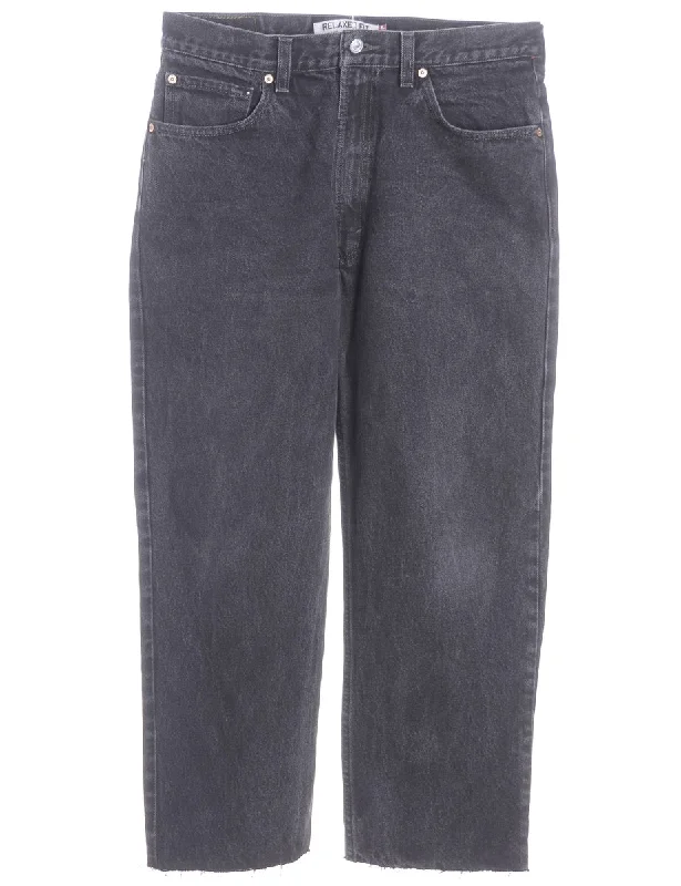 Label Tapered Cropped Jeans Casual Skinny Fit Jeans