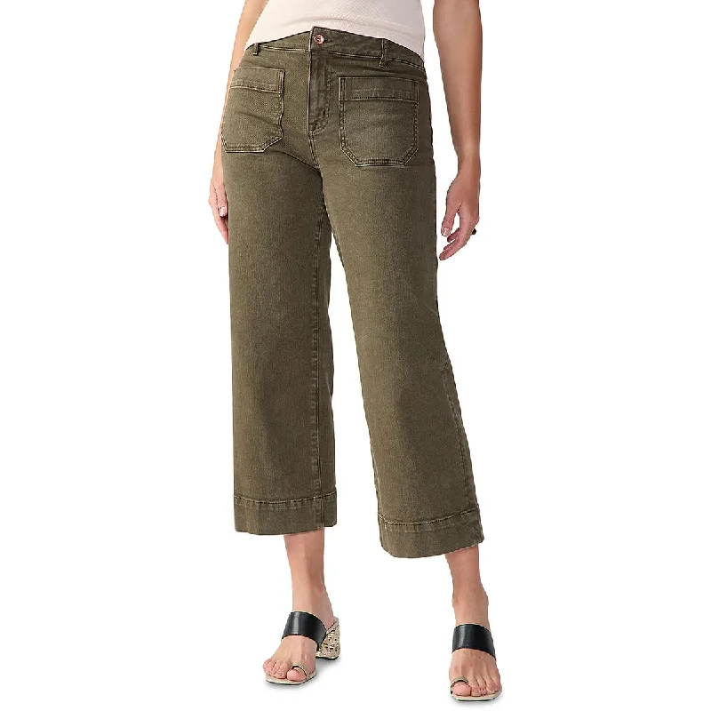 Womens Cropped Wide Leg Cropped Jeans Fashionable Relaxed Fit Denim