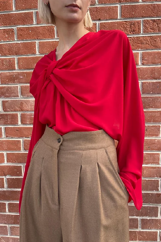 Leni Blouse in Vermillion Stretchy Fitted Blouse