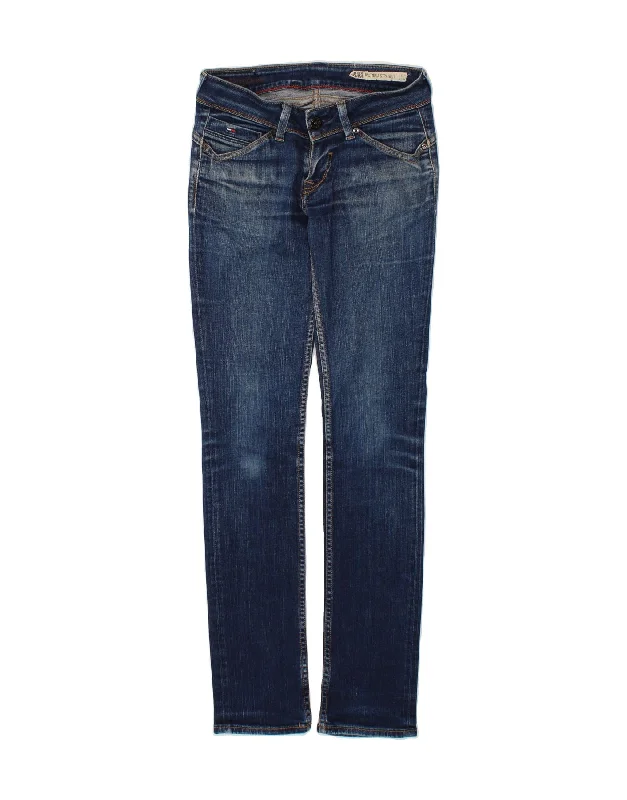 TOMMY HILFIGER Womens Victoria Straight Jeans W28 L34 Blue Cotton Comfortable Folded Hem Jeans TOMMY HILFIGER Womens Victoria Straight Jeans W28 L34 Blue Cotton Comfortable Folded Hem Jeans