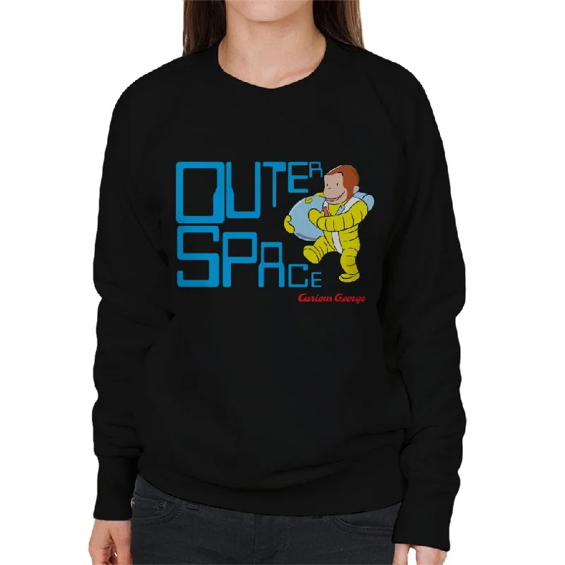 Curious George Outer Space Women's Sweatshirt Hoodie Dress Longline Feminine