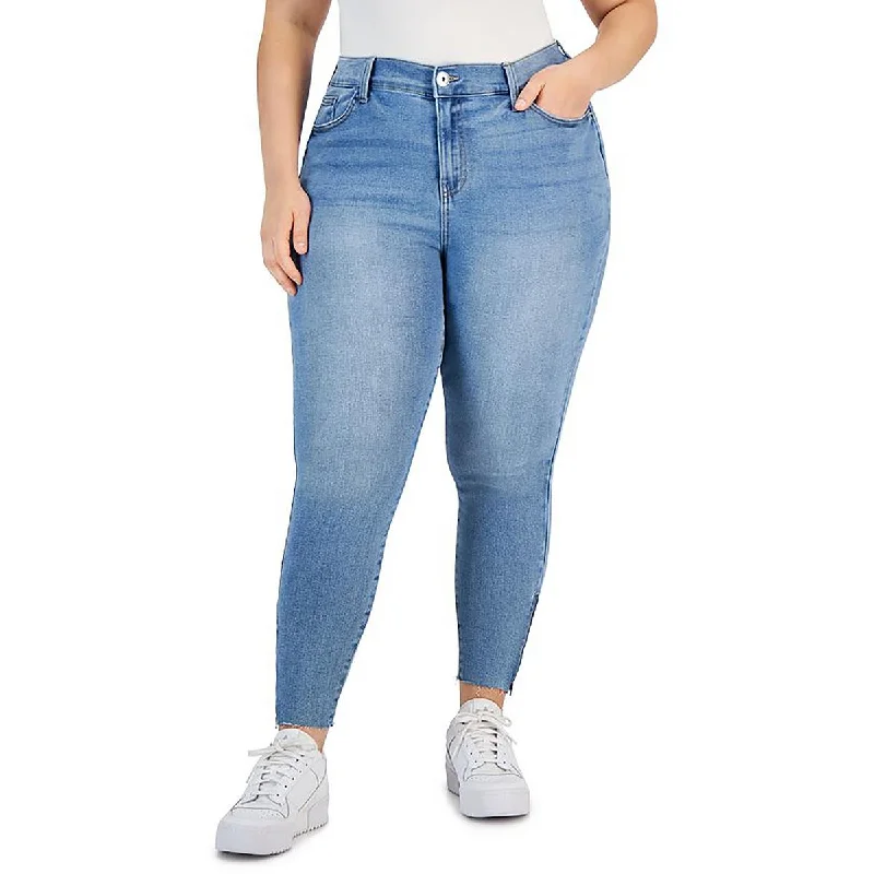 Plus The Spice Womens High Rise Ankle Skinny Jeans Fashionable Distressed Jeans
