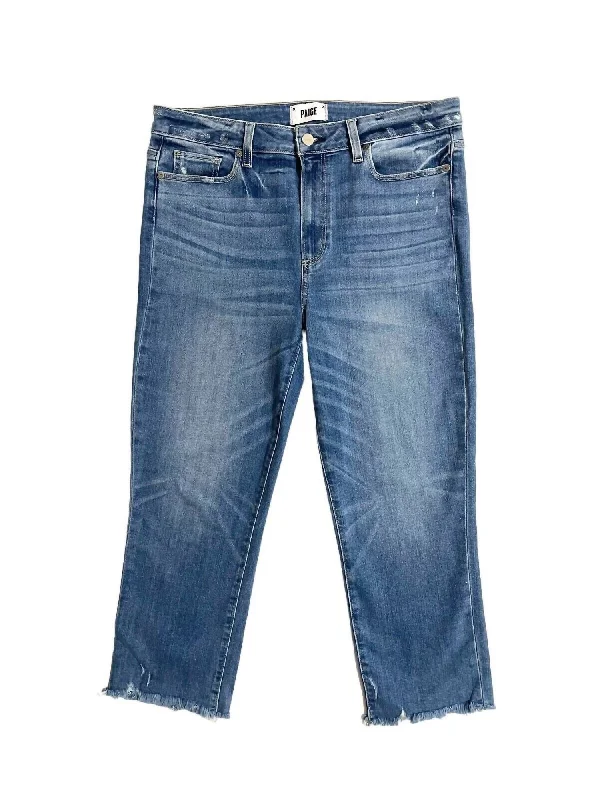 Women's Hoxton Straight Crop Jeans In Blue Fashionable White Denim Jeans
