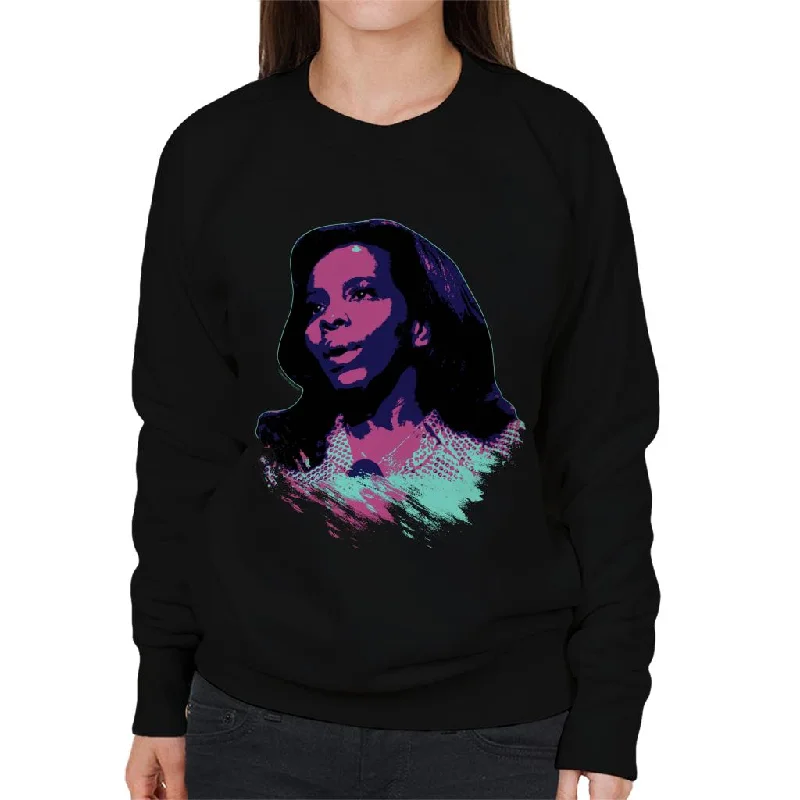 TV Times Soul Singer Gladys Knight 1971 Pop Art Stylised Women's Sweatshirt Hoodie with Typography Text Message TV Times Soul Singer Gladys Knight 1971 Pop Art Stylised Women's Sweatshirt Hoodie with Typography Text Message