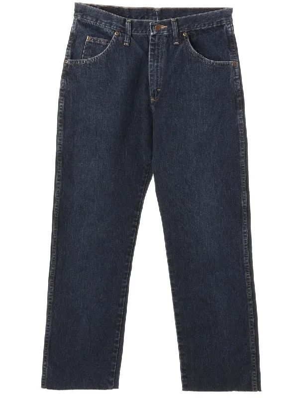 Label Tapered Cropped Jeans Trendy Patchwork Denim Jeans