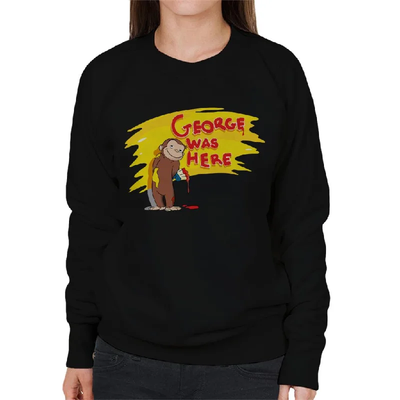 Curious George Was Here Women's Sweatshirt Hoodie with Exposed Zipper Edgy Industrial Curious George Was Here Women's Sweatshirt Hoodie with Exposed Zipper Edgy Industrial