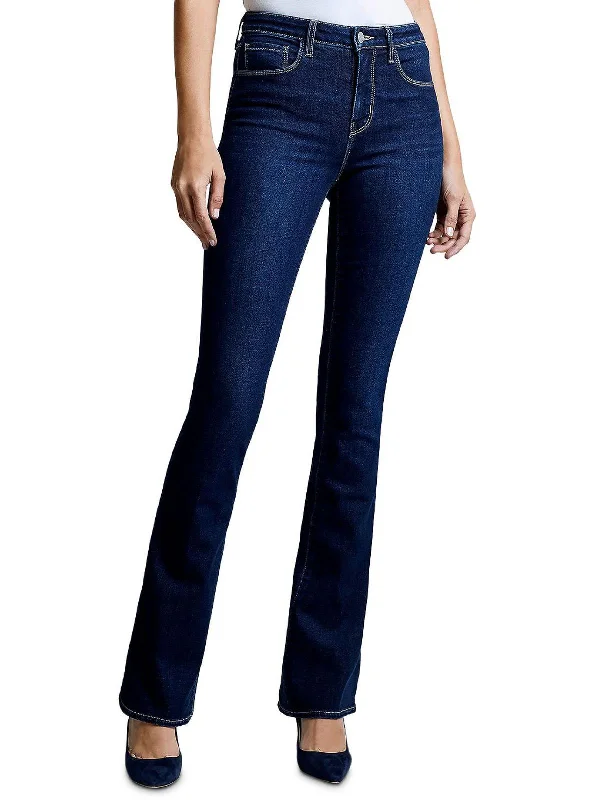 Womens High Rise Pocket Wide Leg Jeans Trendy Acid Wash Skinny Jeans