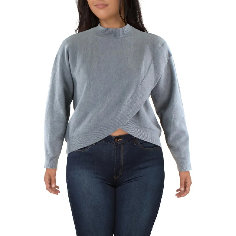 Unbalance Womens Asymmetric Ribbed Trim Mock Turtleneck Sweater Spandex Blend Rayon Blend Denim Blend Unbalance Womens Asymmetric Ribbed Trim Mock Turtleneck Sweater Spandex Blend Rayon Blend Denim Blend