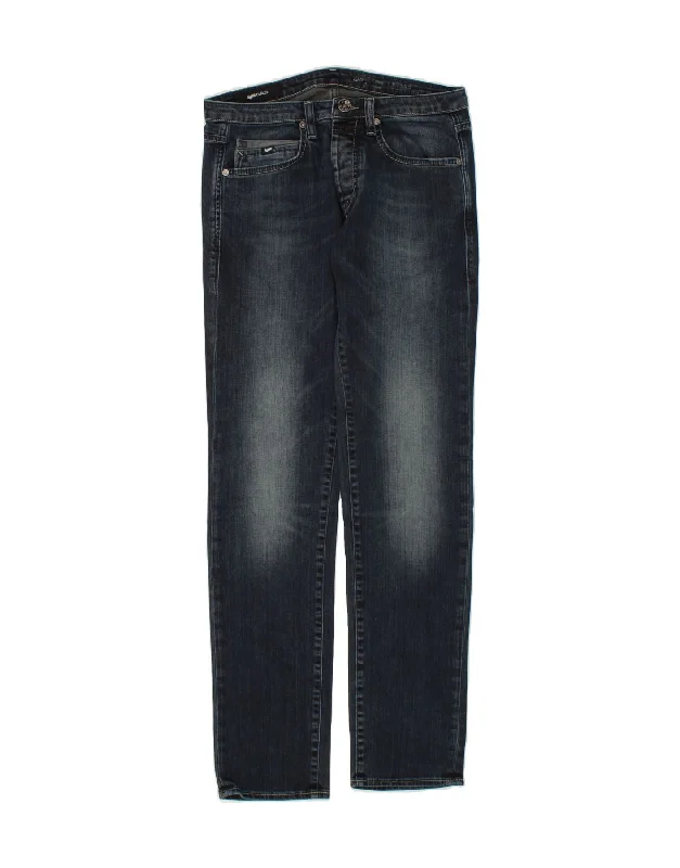 GAS Womens Straight Jeans W31 L34 Navy Blue Cotton Chic Rip-Detail High-Waist Jeans