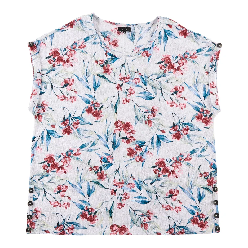 lily morgan Women's Plus Button Detail Printed Blouse Versatile Layering Blouse