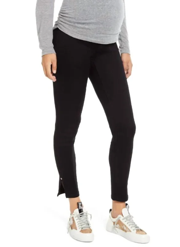Butter Ankle Slit Maternity Jeans In Black Comfortable Mid-Rise Jeans
