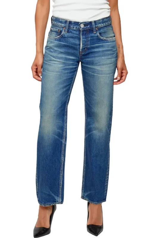 Minneola Low Rise Straight Jeans In Dark Blue Elegant Dark-Wash Bootcut Jeans