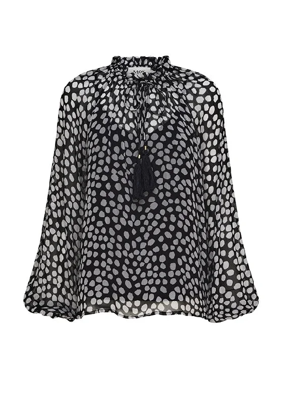Mos The Label Ava Spots Blouse - Spots Print Short Sleeve Blouse