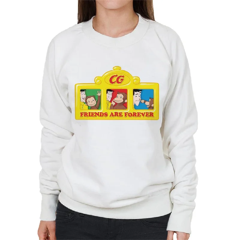 Curious George Friends Are Forever Women's Sweatshirt Hoodie with Belted Waist Structured Tailored Curious George Friends Are Forever Women's Sweatshirt Hoodie with Belted Waist Structured Tailored