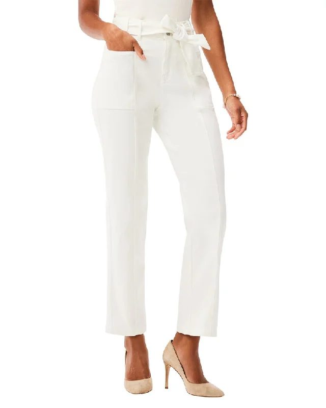 NIC+ZOE Belted Straight Ankle Jean Fashionable Frayed Hem Denim