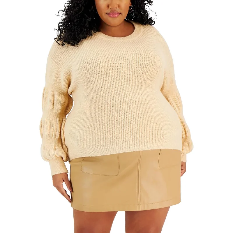Plus Womens Knit Puff Sleeve Pullover Sweater Knit Fabric Woven Fabric Fleece Fabric Plus Womens Knit Puff Sleeve Pullover Sweater Knit Fabric Woven Fabric Fleece Fabric